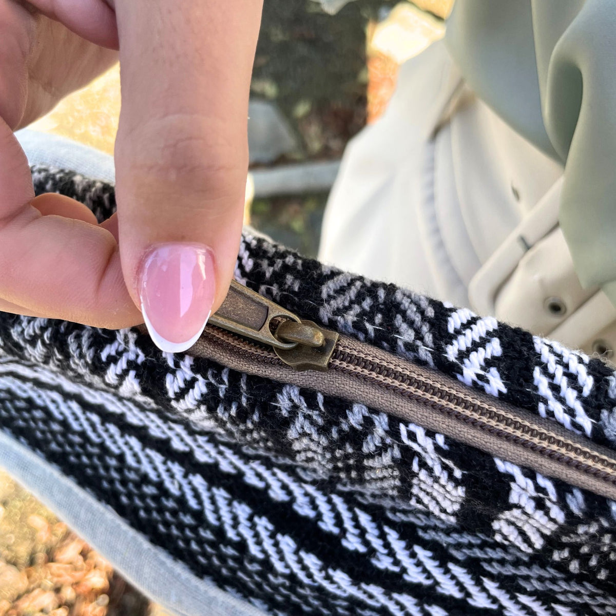 Soft Cotton Laptop Bag - Grey Stripes – view 2