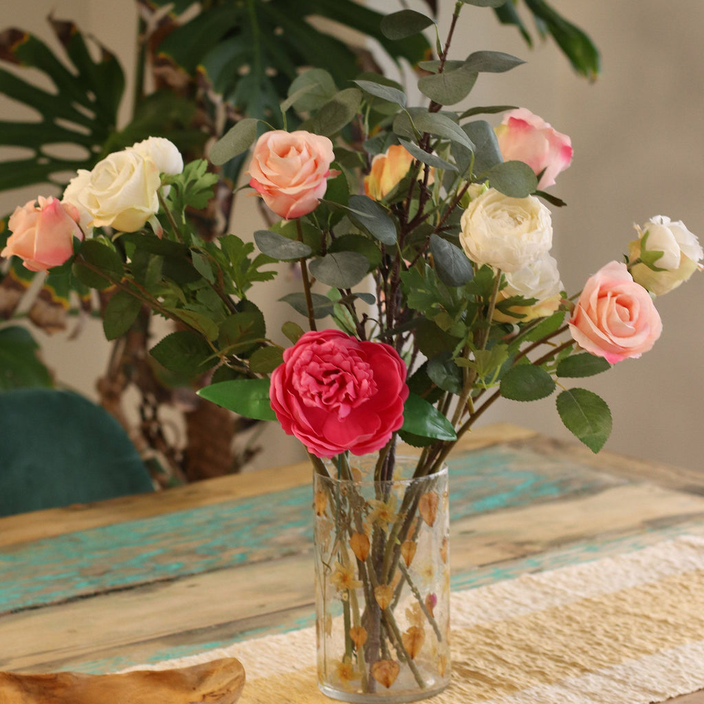 Rose Glass Vase Candle Holder with Dried Flowers 19x11cm – view 3