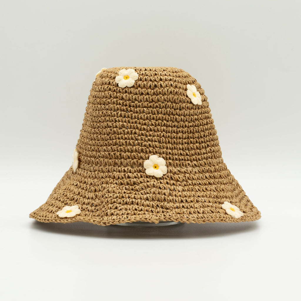 Nomad Sari Floppy Straw Sun Hat - Coffee and Daisies – view 3