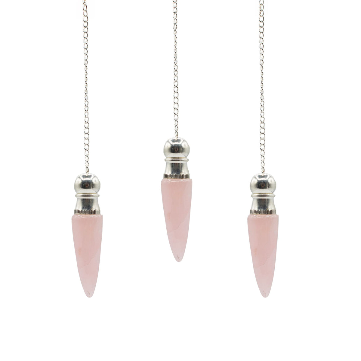 Secret Cavity Pendulum - Rose Quartz, Silver Plated