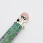 Verdant Heart Wand - Ruby Fuchsite and Rose Quartz Sphere - 23cm – view 6
