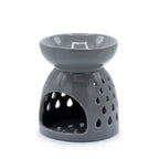 Ceramic Oil Burner - Teardrop Cutout - Grey