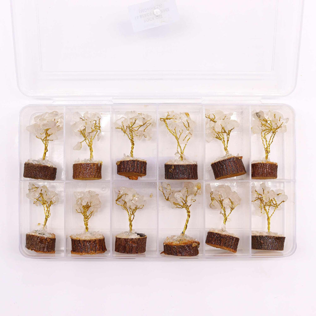 Rock Quartz Mini Gemstone Tree on Wood Base, 15 Stones – view 6