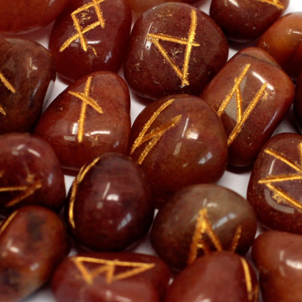 Red Aventurine Rune Stone Set in Cotton Pouch – view 2