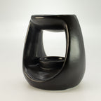 Ceramic Zen Oil Burner - Large Oval Pebble - Matt Black – view 3