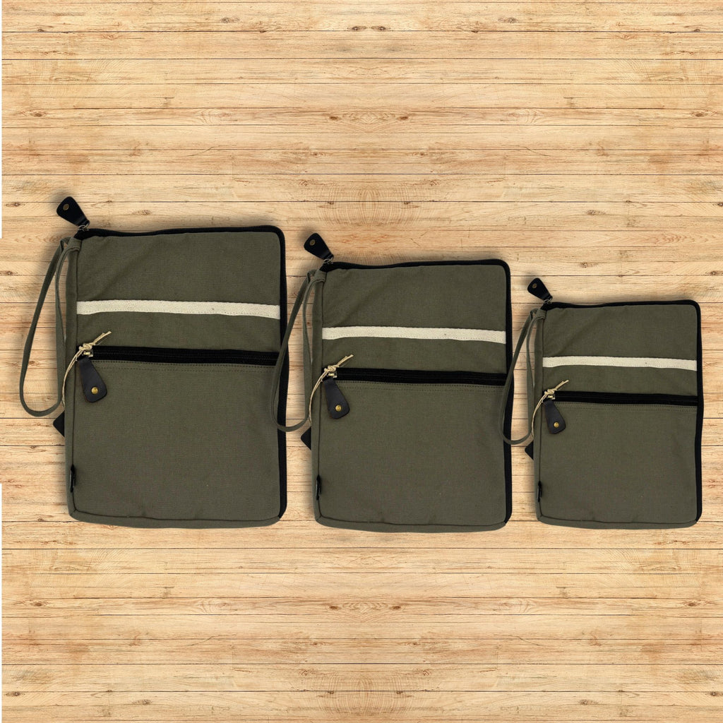 Canvas Tablet Pouch - Olive - 21x29cm – view 4