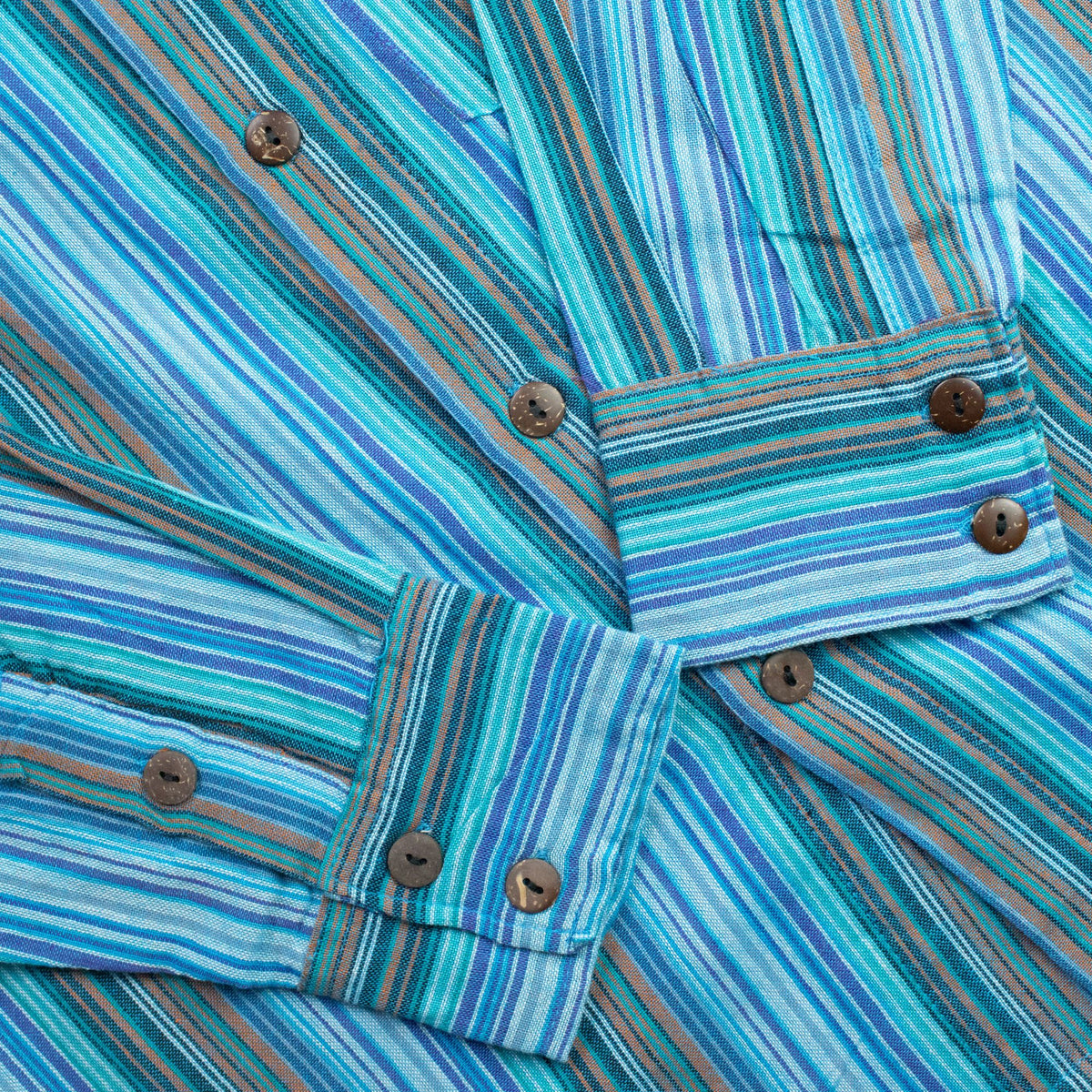 Nomad Sari Grandad Shirt - Turquoise - XL – view 4