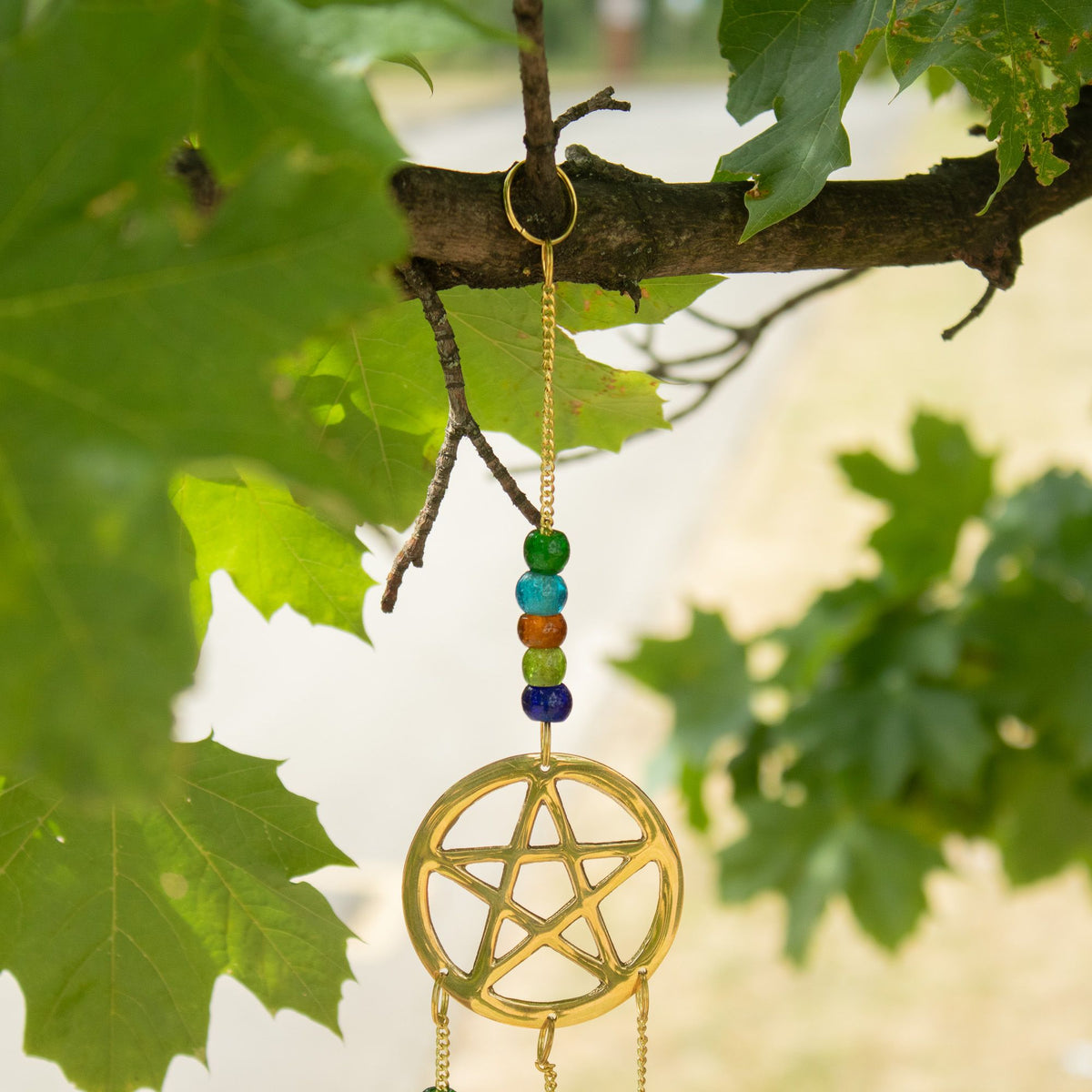 Brass Tri-Pentagram Wind Chime - 7 Bells, 9.5x32cm – view 6