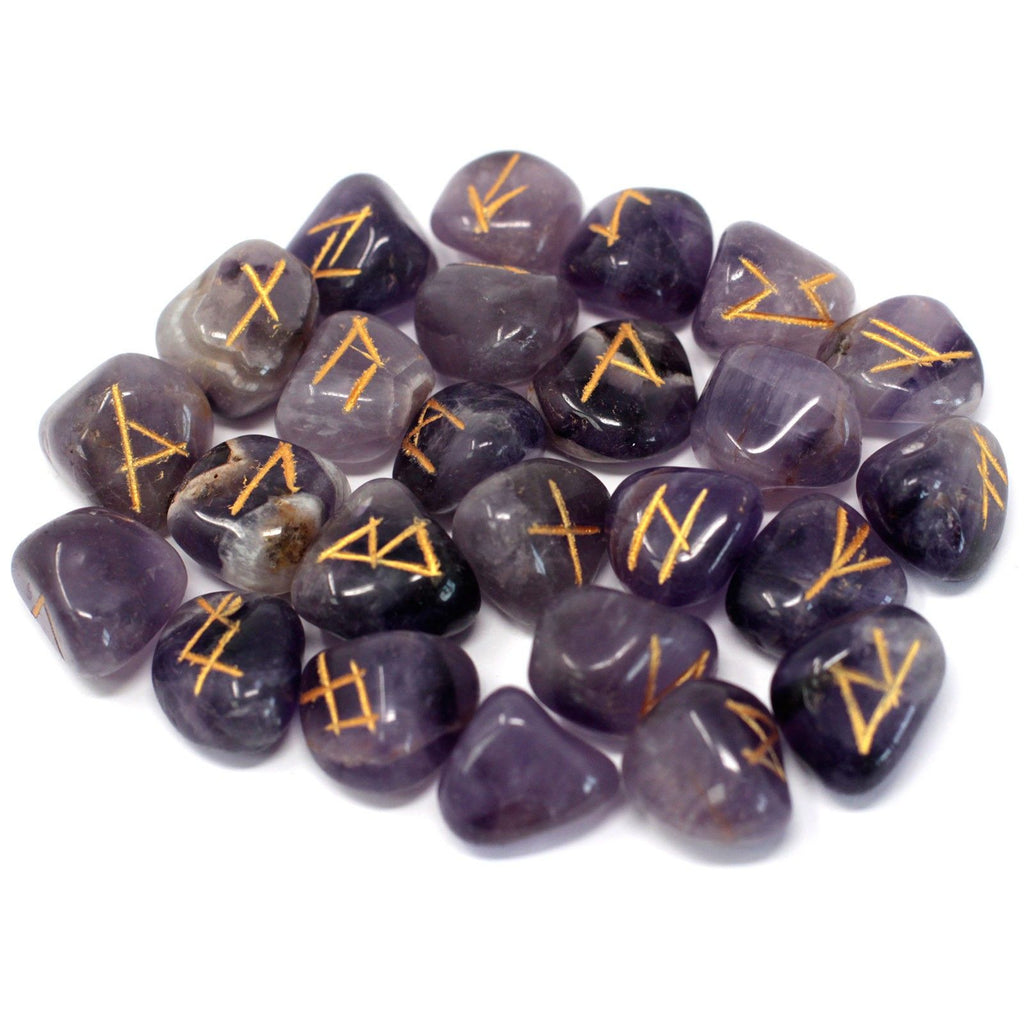 Amethyst Rune Set in Cotton Pouch – view 2