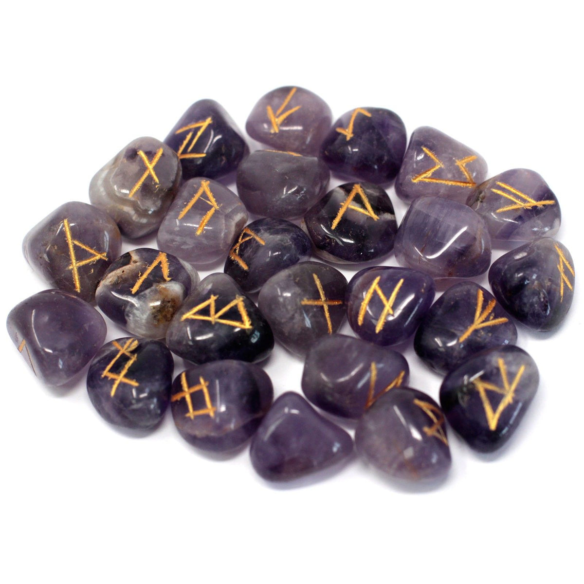 Amethyst Rune Set in Cotton Pouch – view 2