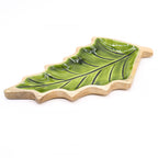 Green Enamel Leaf Wooden Bowl - 33 x 17 cm – view 7