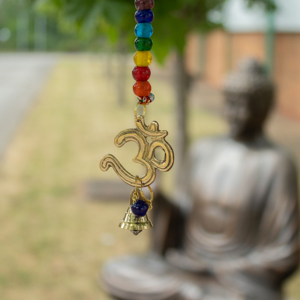 Brass OM Wind Chime with Chakra Beads, 53cm – view 4