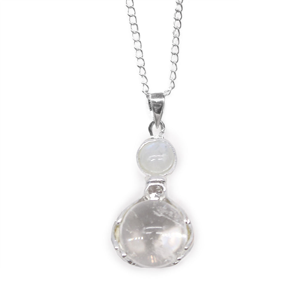 Rock Quartz Healing Hands Gemstone Pendant Necklace