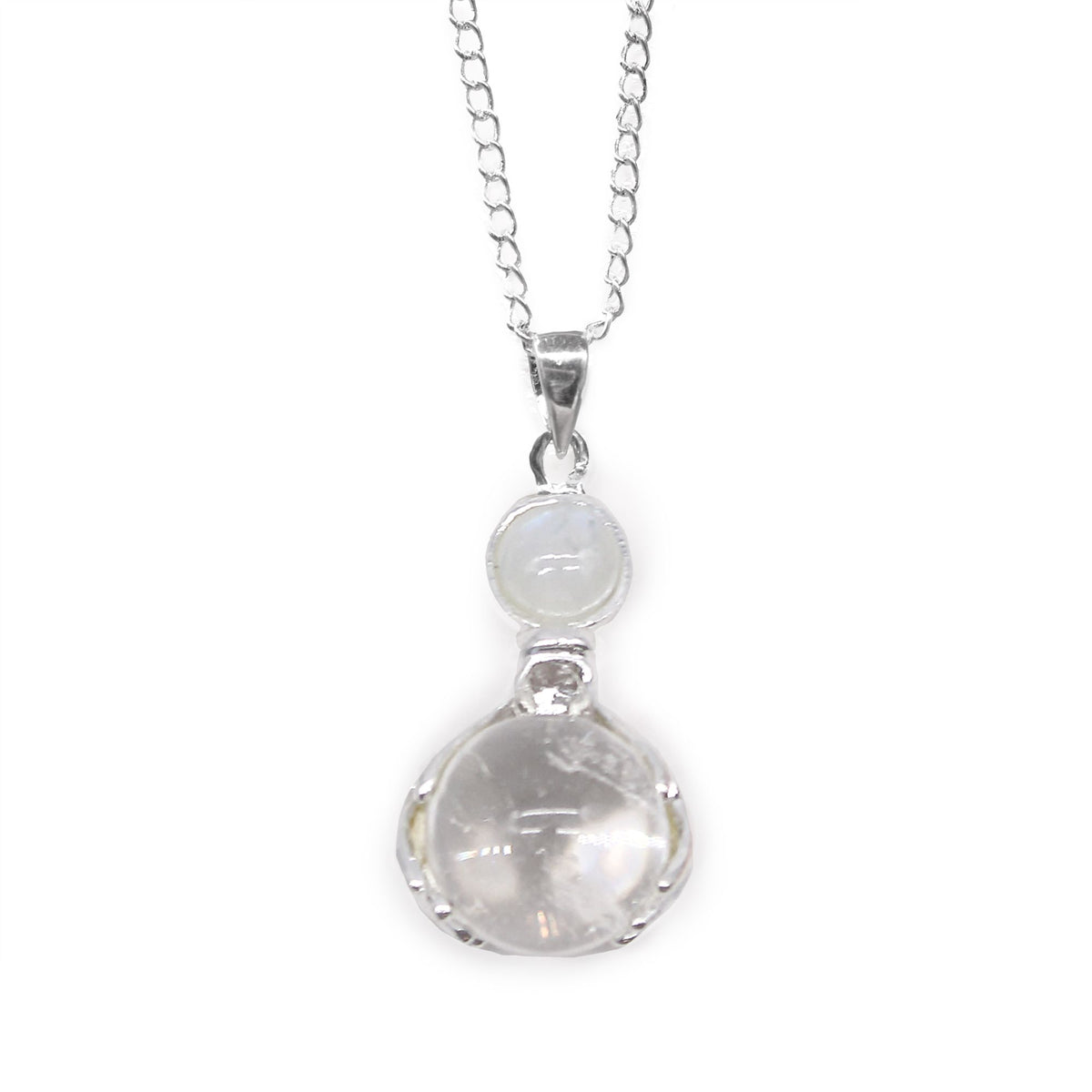 Rock Quartz Healing Hands Gemstone Pendant Necklace