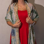 Nomad Sari Marbella Print Summer Scarf - Green and Gold – view 2