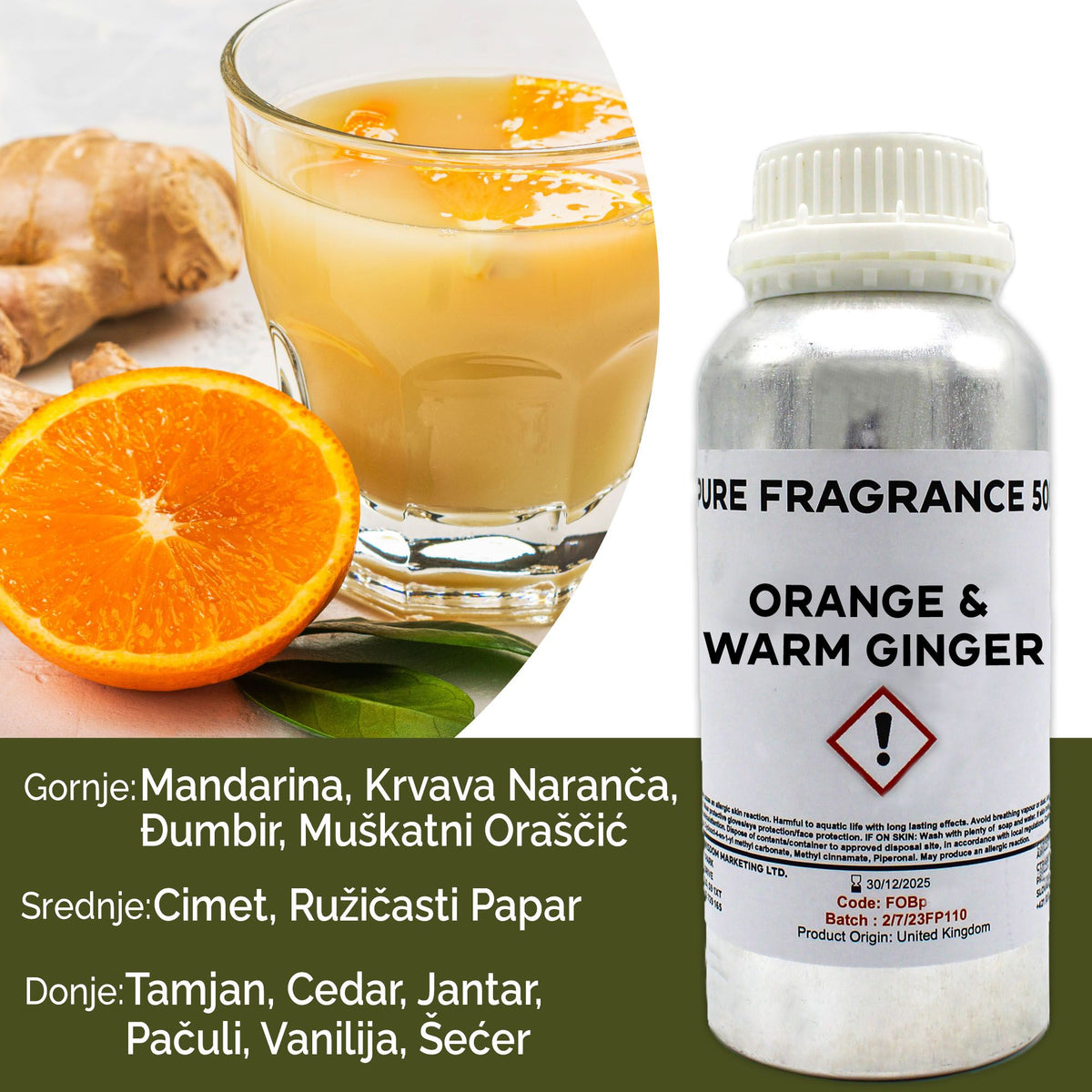 Orange & Warm Ginger Pure Fragrance Oil - 500ml