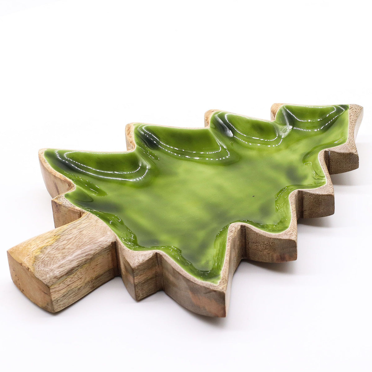 Green Enamel Tree Wooden Bowl - 25 x 19 cm – view 8