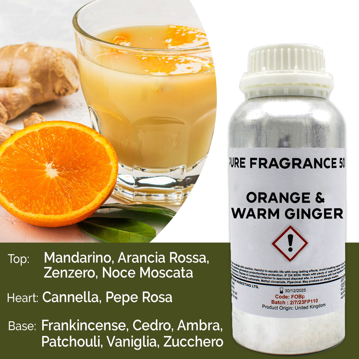 Orange & Warm Ginger Pure Fragrance Oil - 500ml – view 3