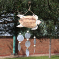 Whitewash Turtle Carving & Natural Capiz Wind Chime