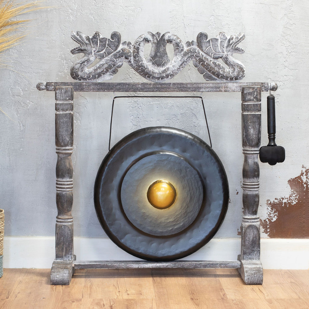 Medium Gong in Black Stand - 50cm – view 2