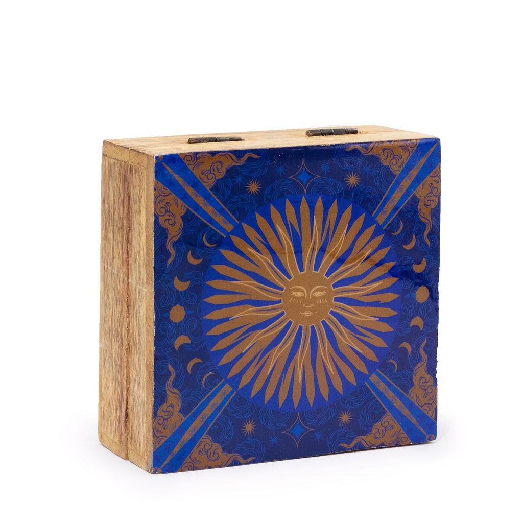 Enamelled Mango Wood Square Box 13.5x13.5x6cm - Alt – view 2