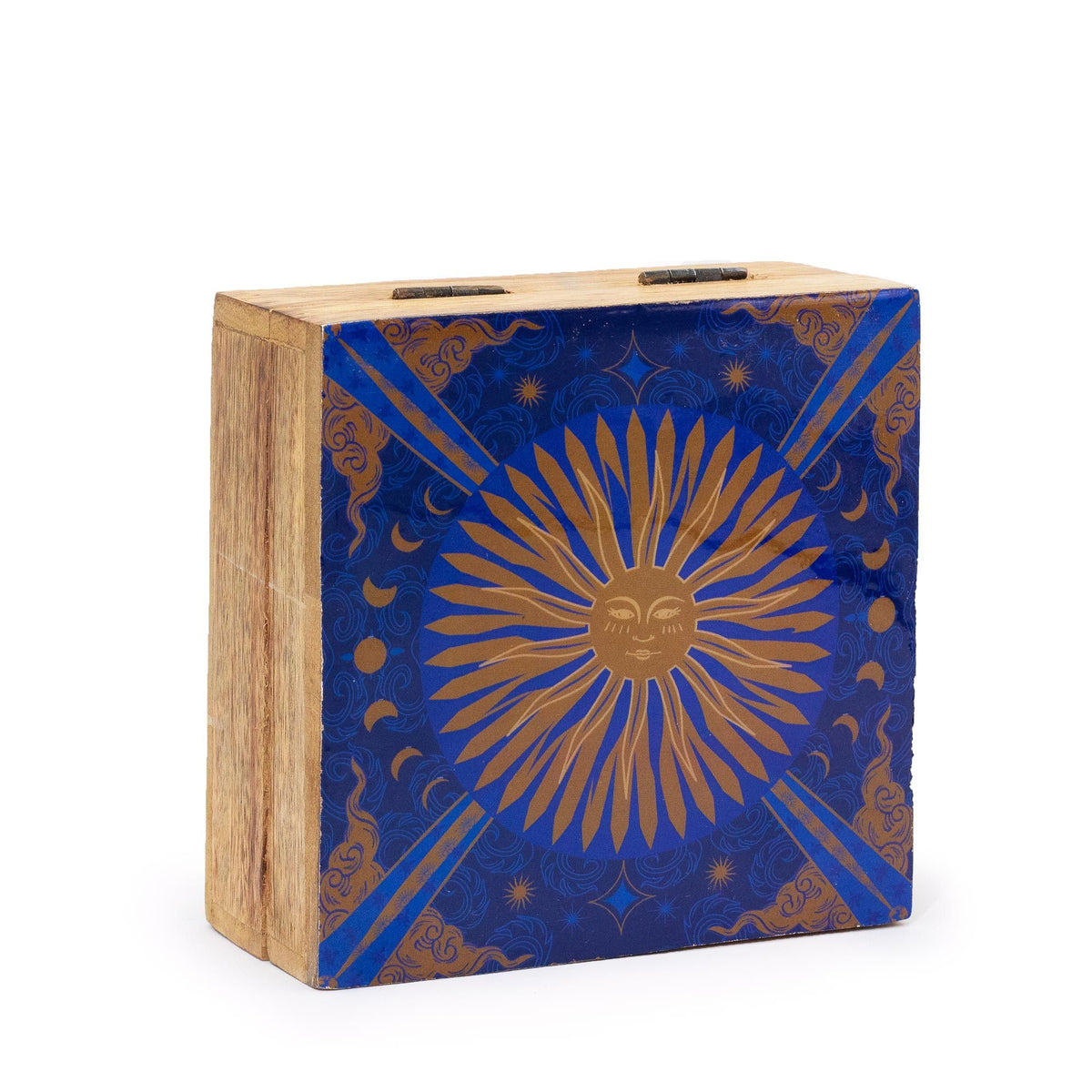 Enamelled Mango Wood Square Box 13.5x13.5x6cm - Alt – view 2