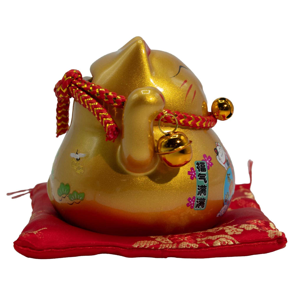 Money Cat Coin Bank on Cushion - Gold – view 2