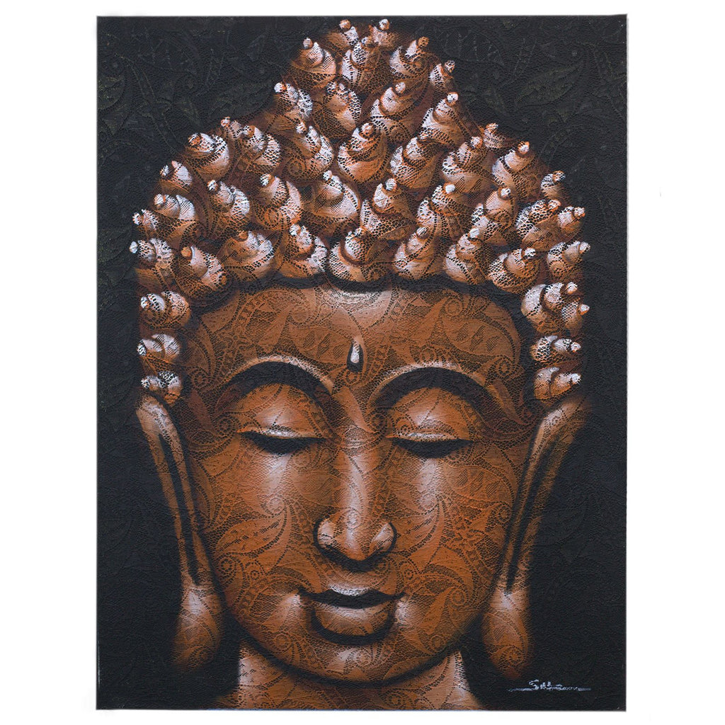 Buddha Painting, Copper Brocade Detail - 80 x 60cm – view 3