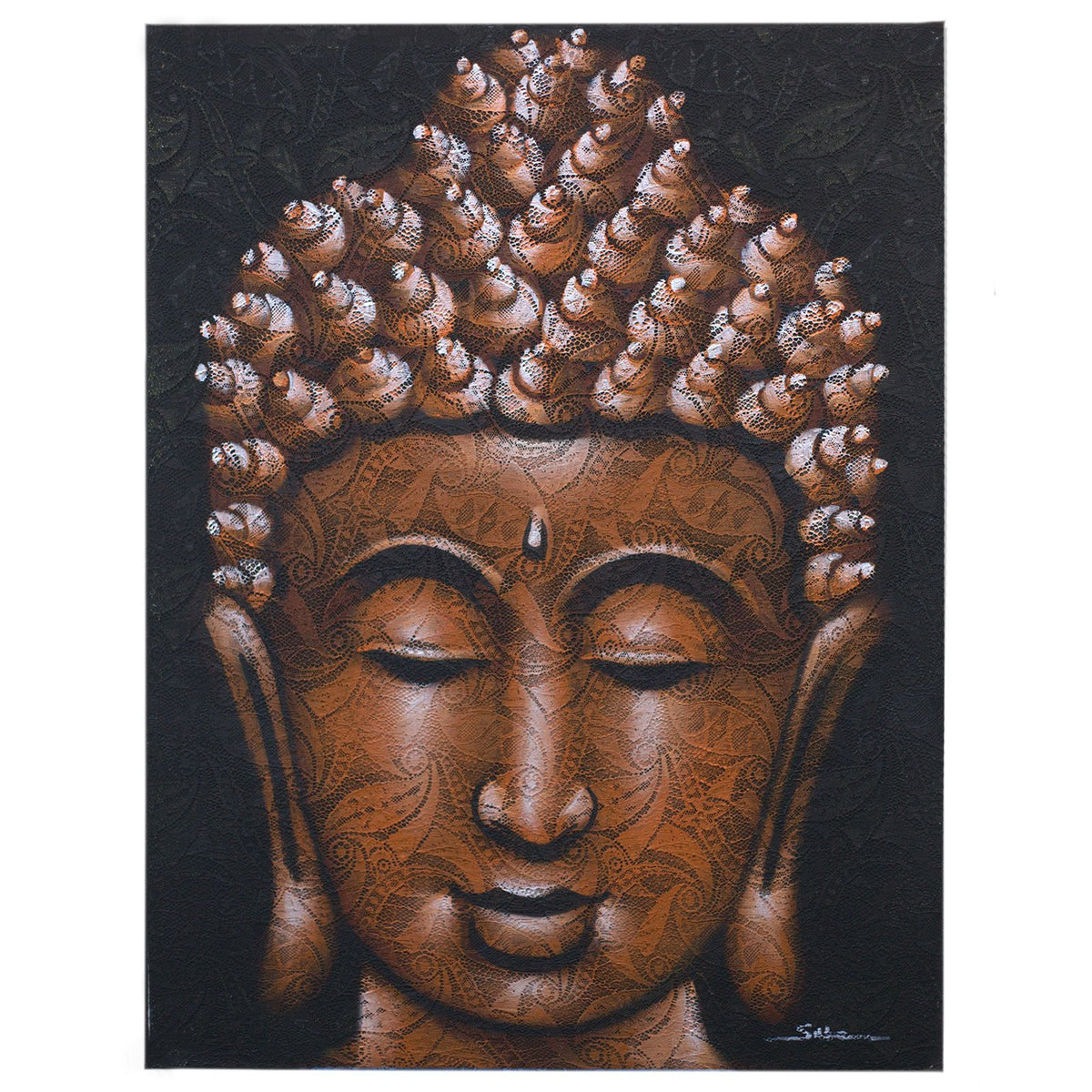 Buddha Painting, Copper Brocade Detail - 80 x 60cm – view 3