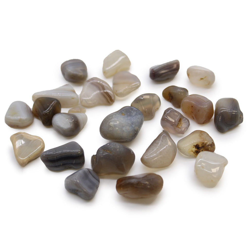 Bag of 24 Small African Tumble Stones - Grey Agate, Botswana – view 2