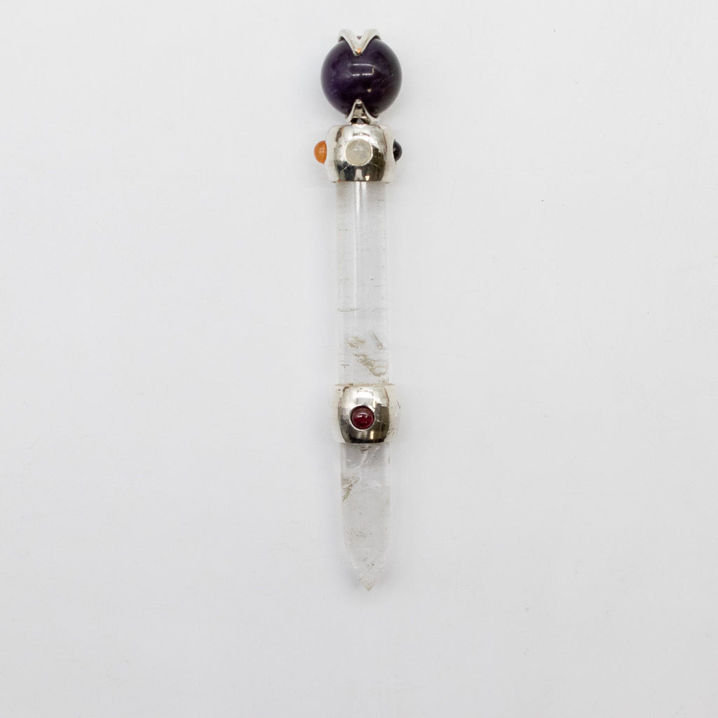 Celestial Prism Wand - Amethyst Moving Sphere - 12cm