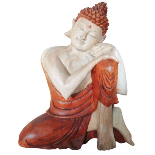 Hand Carved Buddha Statue, Thinking Pose, 25cm – view 2