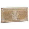 Mango Wood Long Tray 30x15cm, Hamsa Whitewash