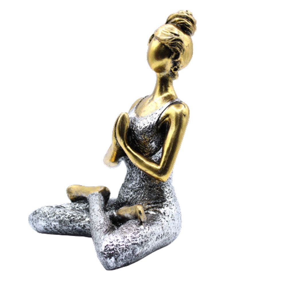 Yoga Lady Figure, Bronze and Silver, 24 cm – view 3