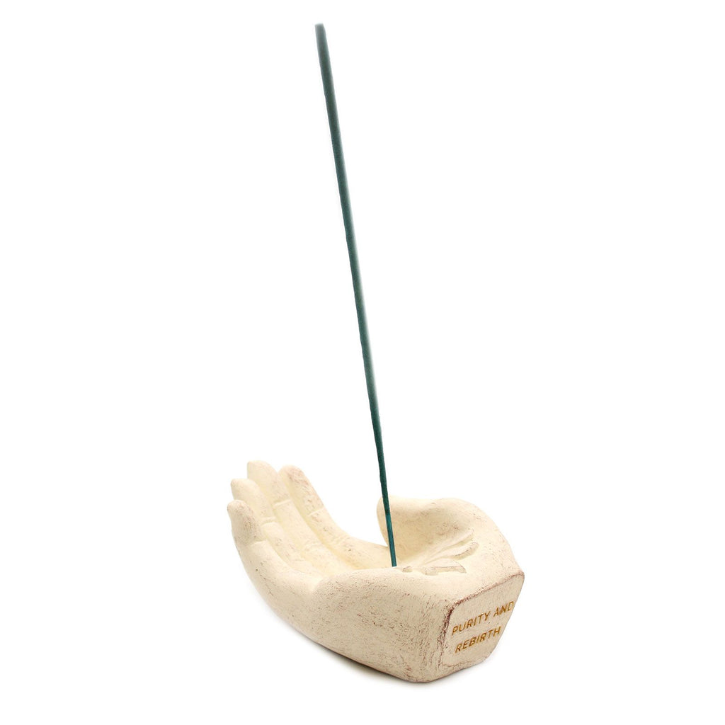 Lotus Hand Incense Burner in White – view 2