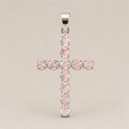 Rose Quartz Crucifix Pendant Necklace on Silver Plated Chain – view 3