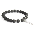 Angel Wing Charm Black Agate Gemstone Bracelet – view 2