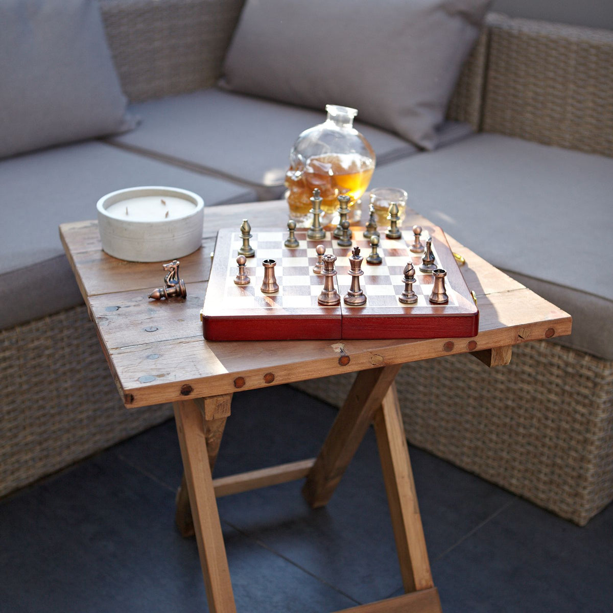 Square Folding Coffee Table, Recycled Teak - 50 cm – view 6