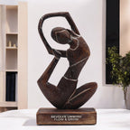Wooden Yoga Lady Statue - Revolved Pose, Antique Finish – view 2