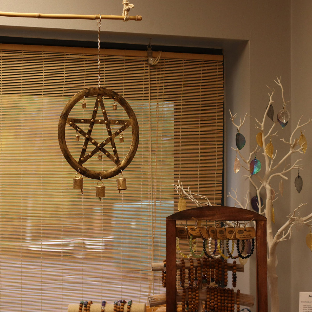 Iron Pentagon Wind Chime with Cow Bells, 25x49cm – view 2