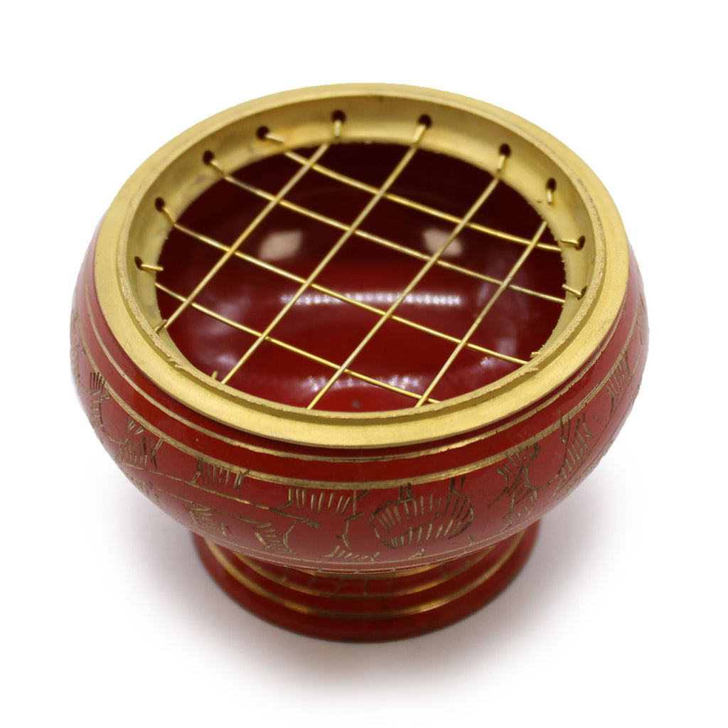 Sacral Chakra Tall Brass Charcoal Incense Jar