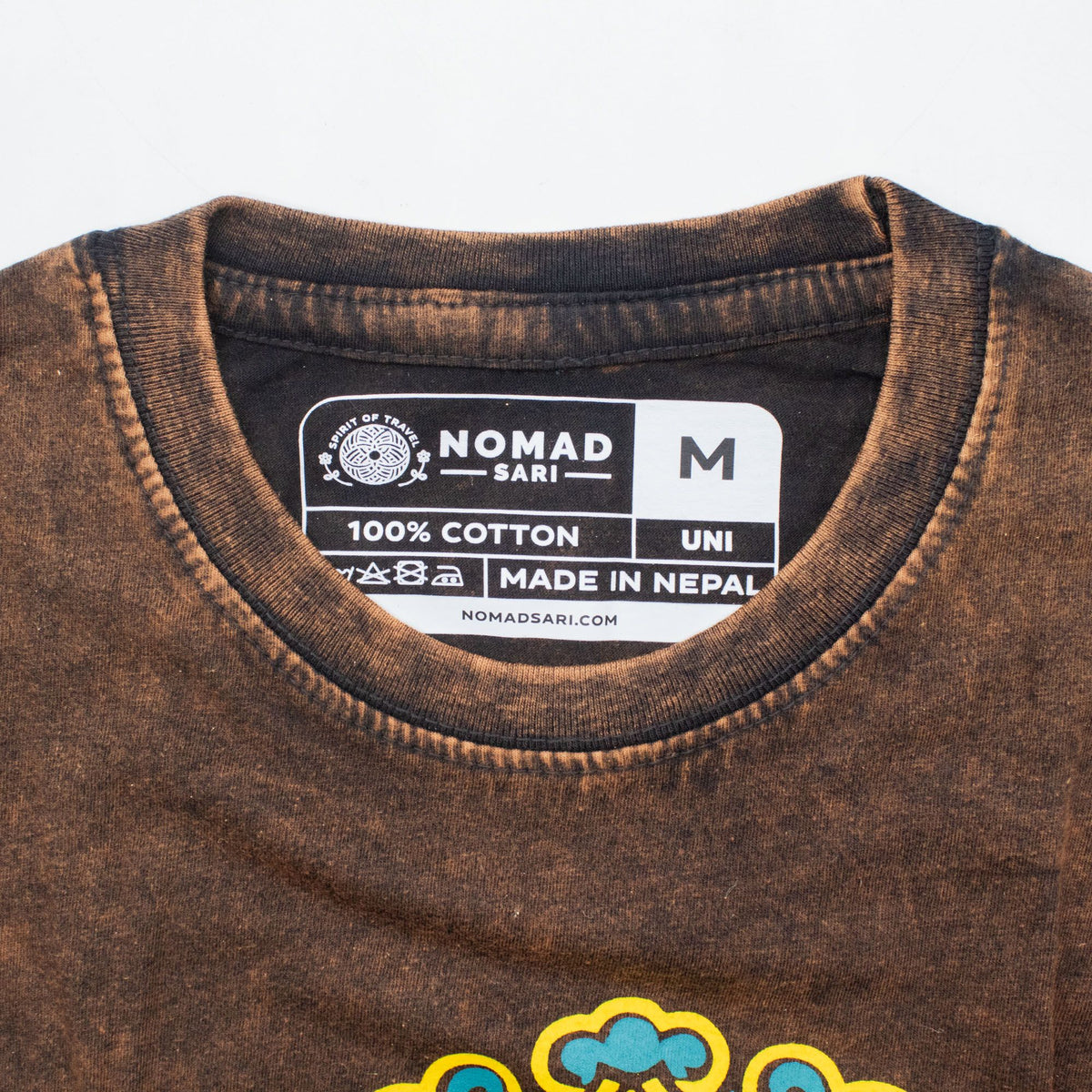 Nomad Sari Stonewashed T-Shirt - Sun & Zodiac - Brown - Medium – view 3