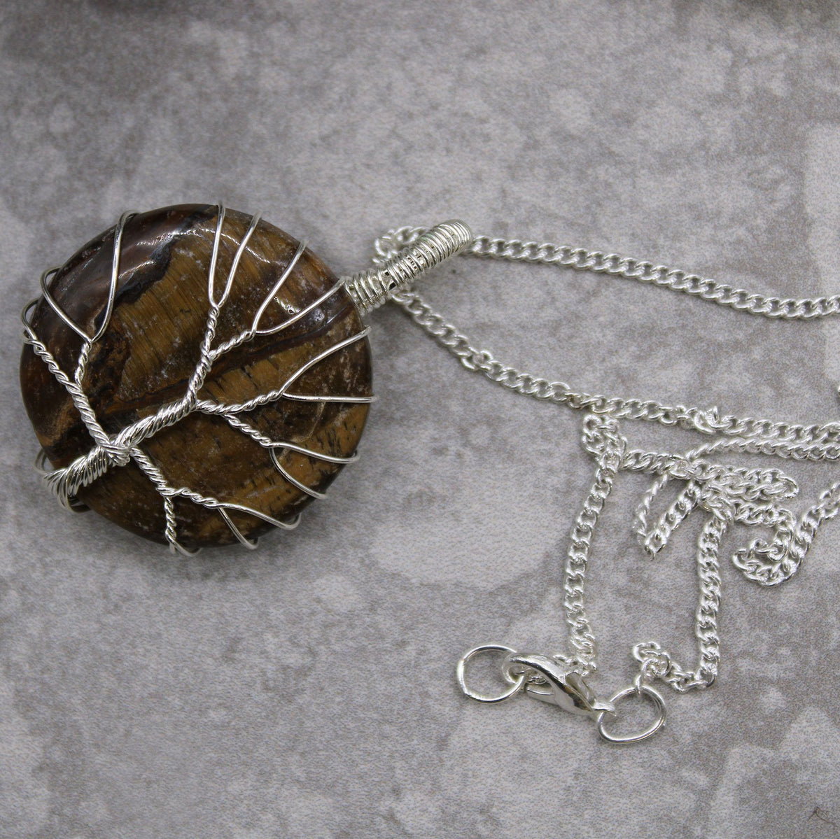 Tree of Life Tiger Eye Gemstone Necklace