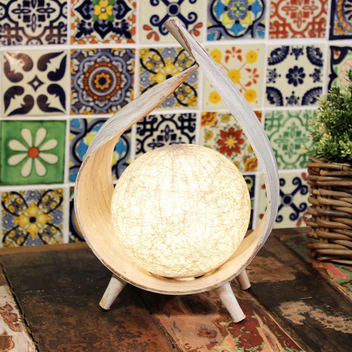Natural Coconut Lamp - Whitewash Wrapover – view 3