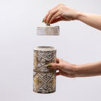 White & Gold Tall Storage Jar – view 2