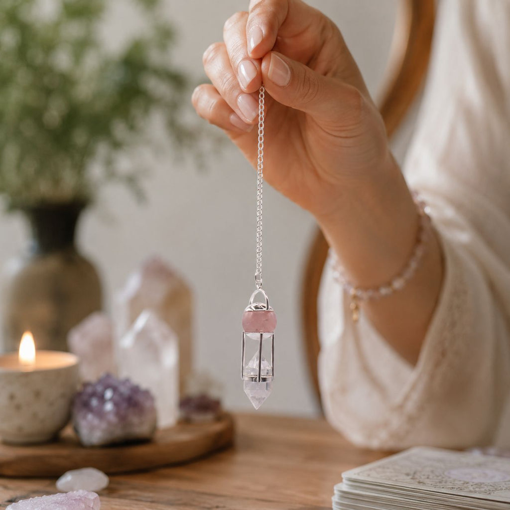 Heart Whisperer Pendulum - Rose Quartz & Clear Quartz – view 3