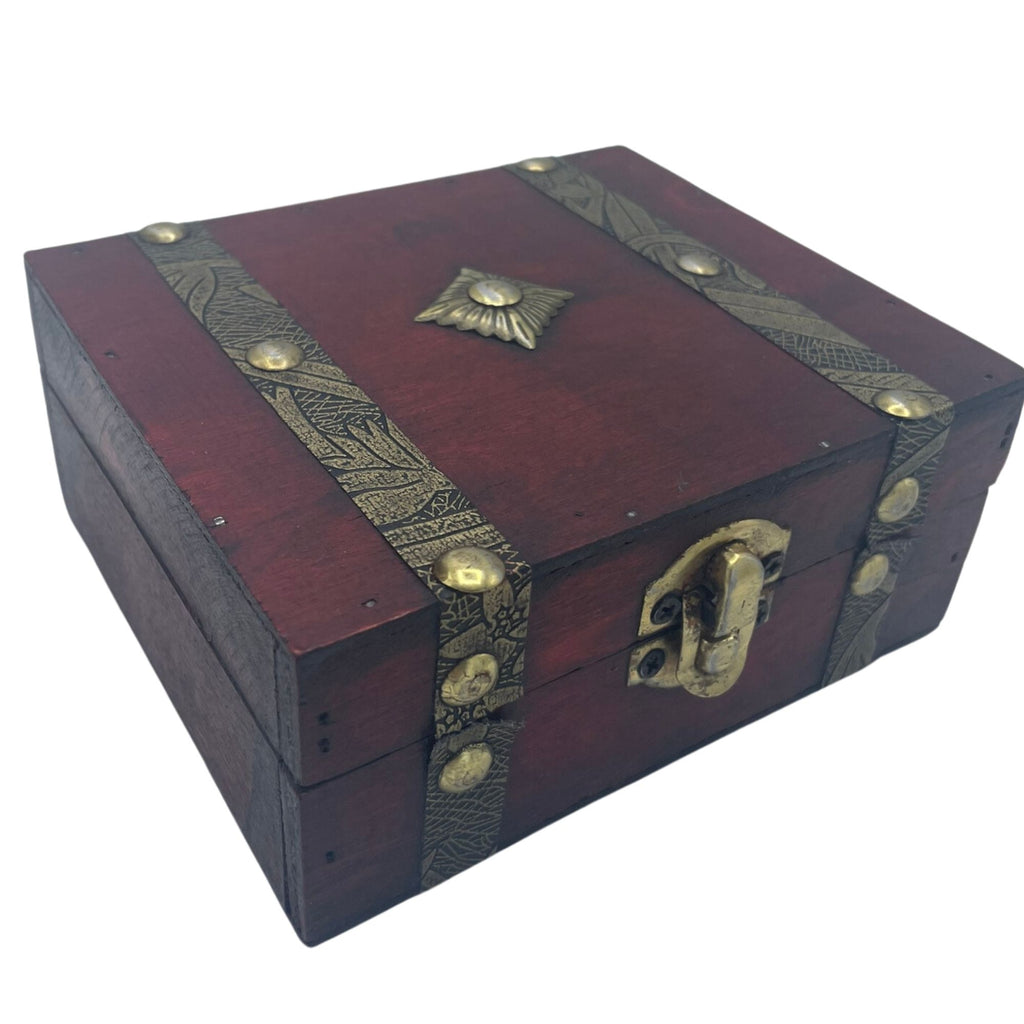 Tan Square Tea Chest, Vintage Style