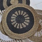 Round Seagrass Rug - Black & Tan Inner Sun - 1m – view 3