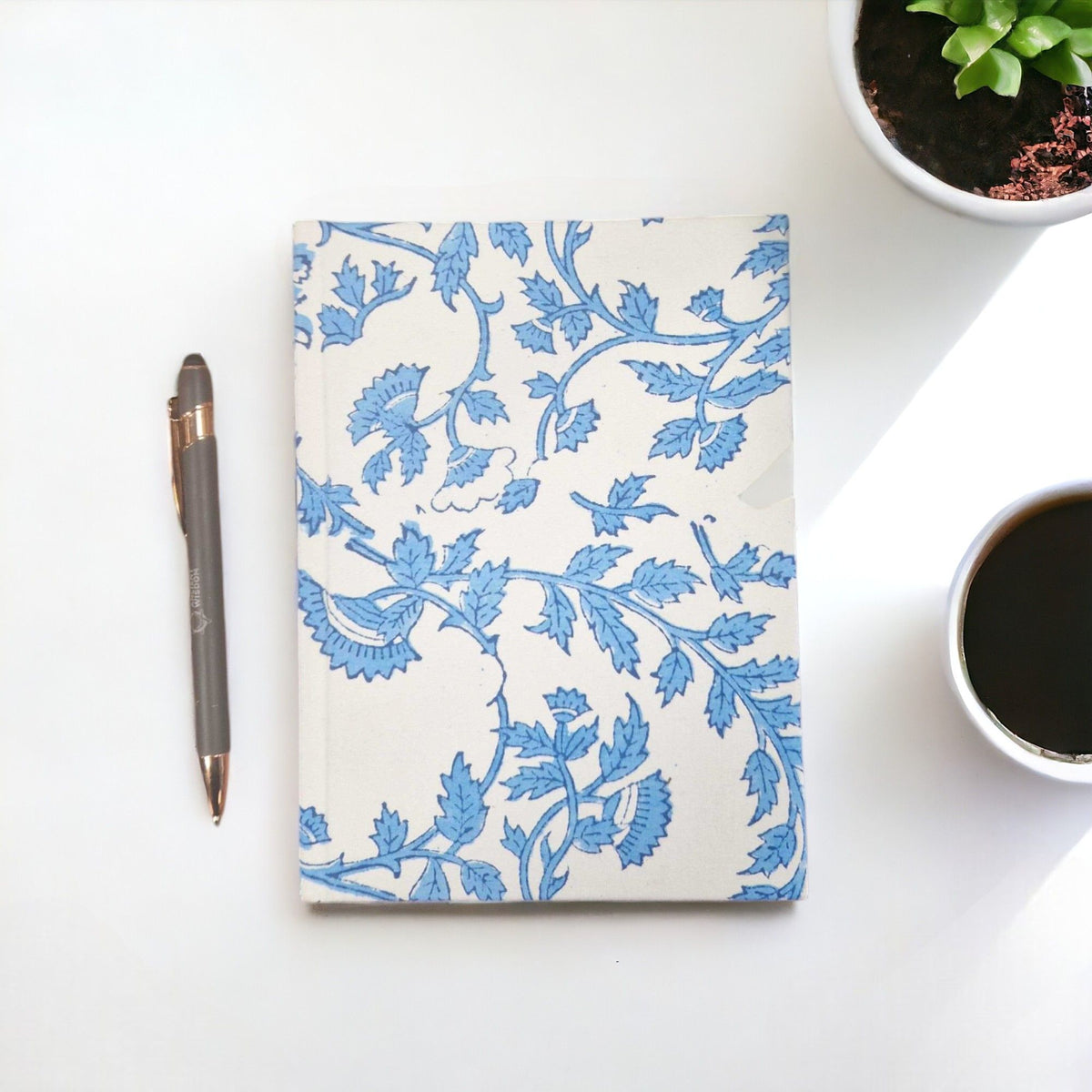 Cotton Bound Notebook 20x15cm - 96 Pages - Pale Blue Floral – view 2