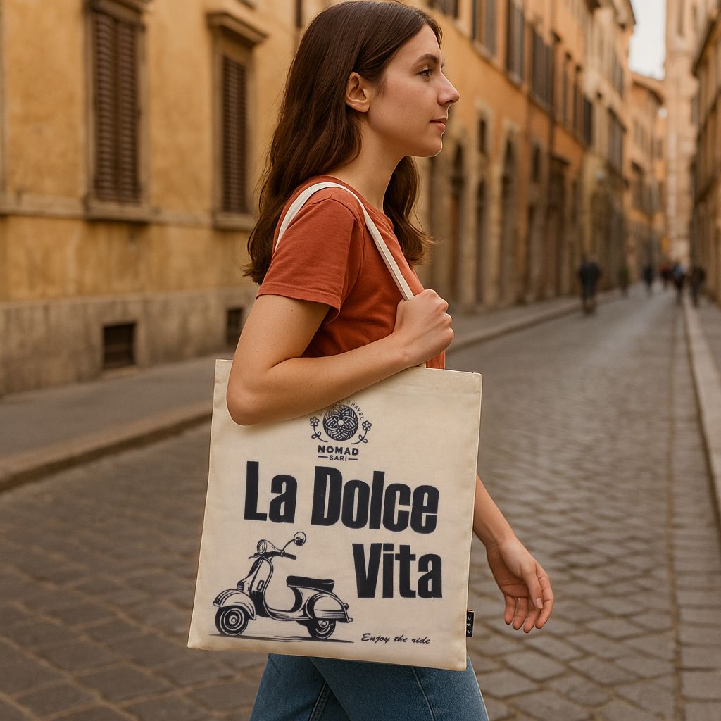 La Dolce Vita Cotton Tote Bag - Natural